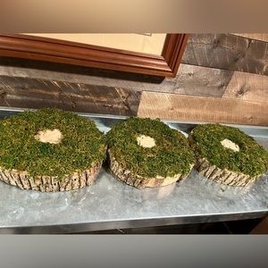 handmade wood moss table centerpieces for wedding or enchanted forest events